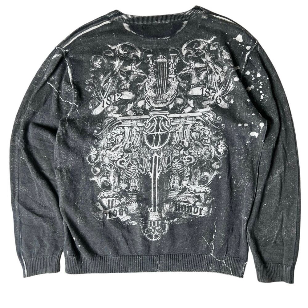 Y2K RetroFit Long Sleeve Crewneck L Graphic Gray Feathers